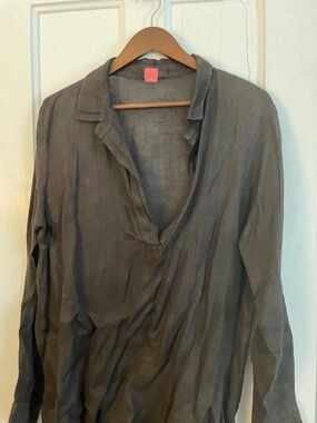 Brown linen open shirt